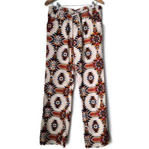 KAVU Aztec Print Boho Festival Southwestern Casual Drawstring Pants L